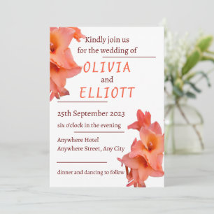 Invitación Naranja Gladiolus Boda Floral