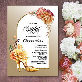Invitación Naranja Gold Floral Arch Gold Bridal Shower