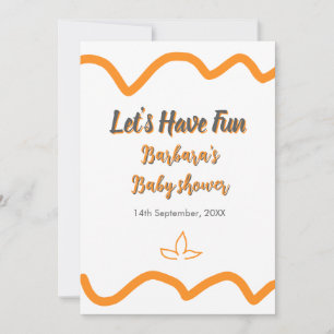 Invitación Naranja gris retro español baby ducha boho moderno