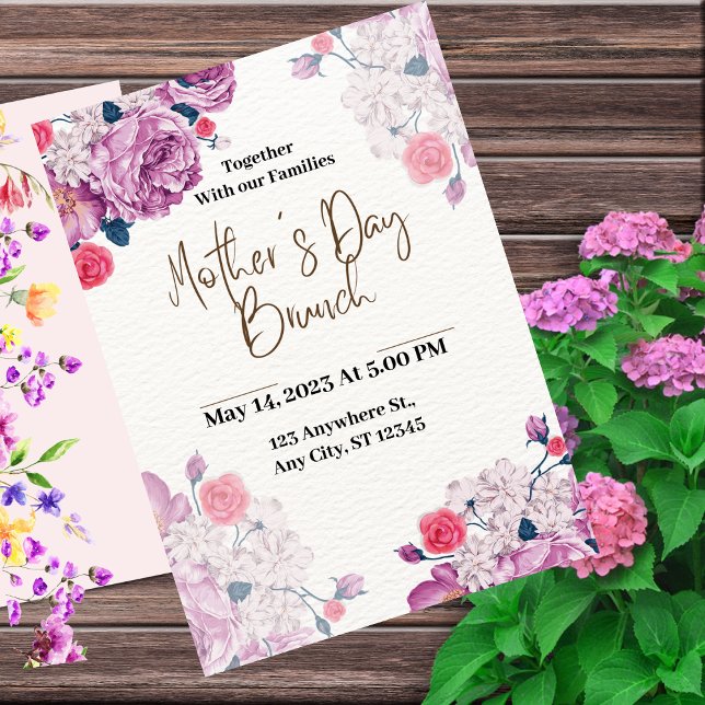 Invitación Naranja grisáceo claro Flor rosa Día de la Madre (Subido por el creador)