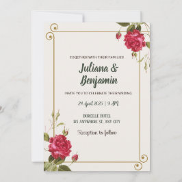 Invitación Naranja grisáceo claro y amarillo oscuro de boda