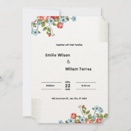 Invitación Naranja grisáceo claro y flores acuarela de color 
