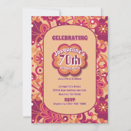 Invitación Naranja Groovy Psychedelic años 60 Años 70 Cumplea