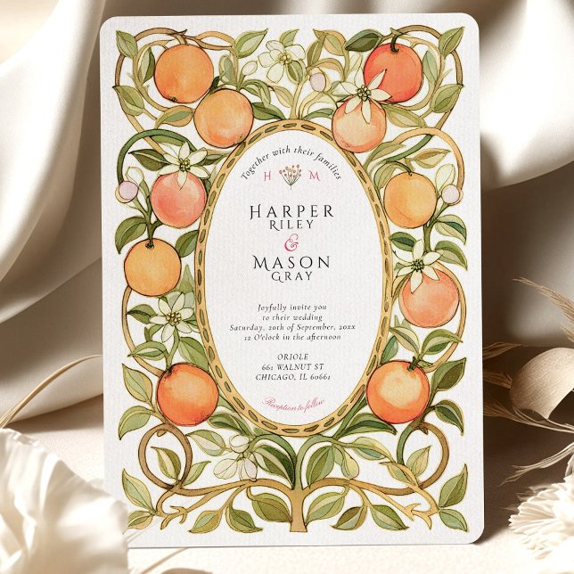 Invitación Naranja Grove & Blossoms Boda (Subido por el creador)