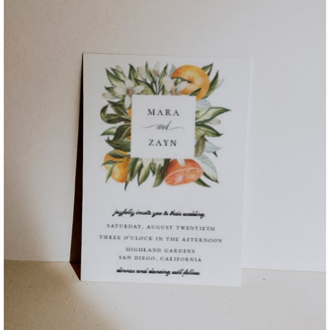 Invitación Naranja Grove Boda de marco de cítricos botánicos (Subido por el creador)