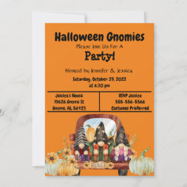 Invitación Naranja Halloween Gnome Fiesta