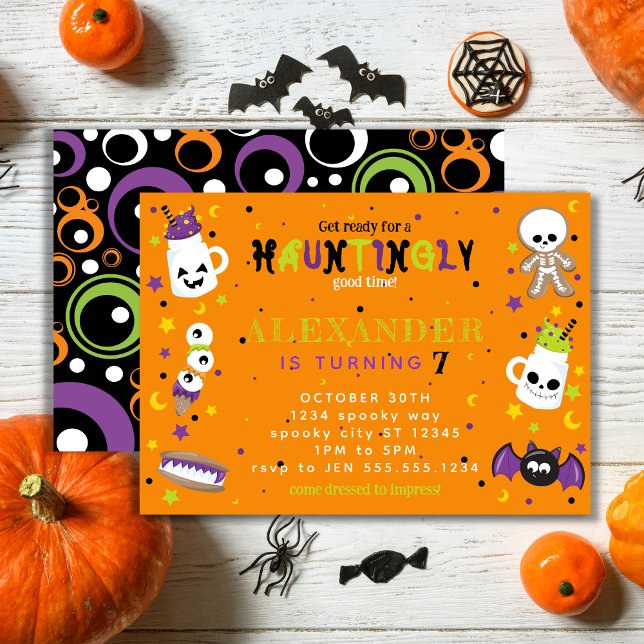 Invitación Naranja Haunting Halloween Cumpleaños (Subido por el creador)