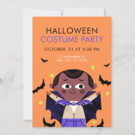 Invitación Naranja ilustrativo Fiesta de disfraces de Hallowe