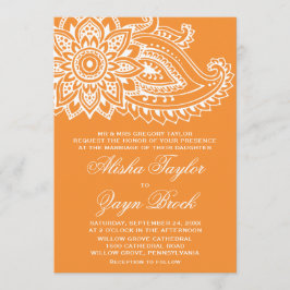 Invitación Naranja indio Paisley Boda formal