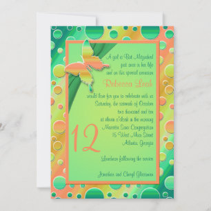 Invitación Naranja, invitada por Mitzvah de Punto de Polka Ve