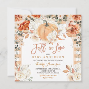 Invitación Naranja Ivory Calabaza Baby Shower se enamora