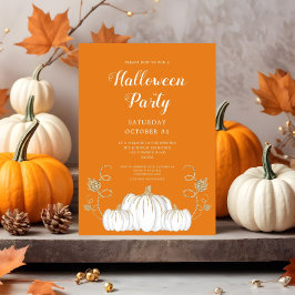 Invitación Naranja lindo Calabaza Halloween Fiesta de cóctele