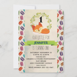 Invitación Naranja lindo Fox con cumpleaños de la guirnalda v