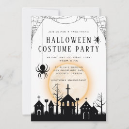 Invitación Naranja lindo y Fiesta de disfraces de Halloween p