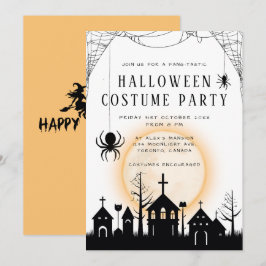 Invitación Naranja lindo y Fiesta de disfraces de Halloween p