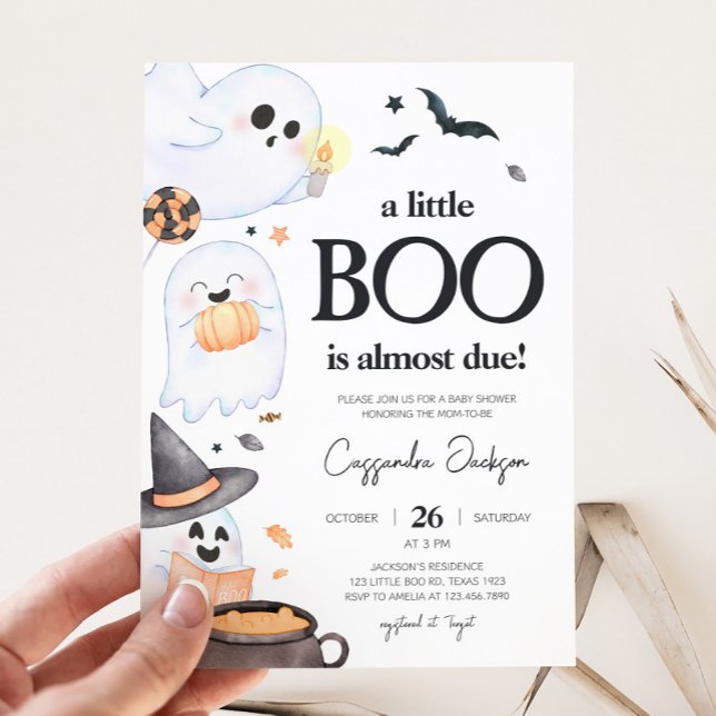 Invitación Naranja Little Boo Halloween Baby Shower (Orange Little Boo Baby Shower Invitation )