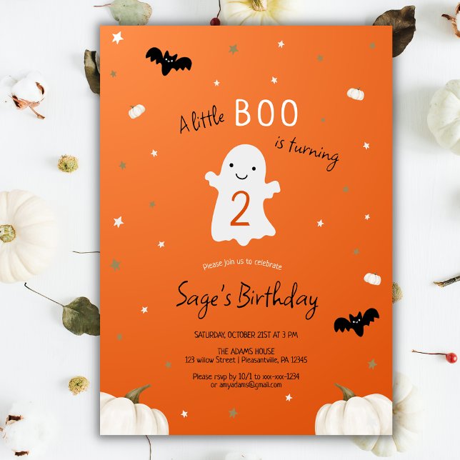 Invitación Naranja Little Boo Halloween Cumpleaños (Subido por el creador)