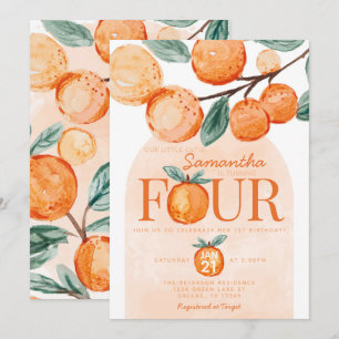 Invitación Naranja Little Cutie 44 Fiesta de cumpleaños