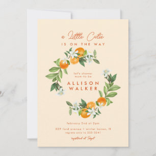 Invitación Naranja Little Cutie Citrus Baby Shower
