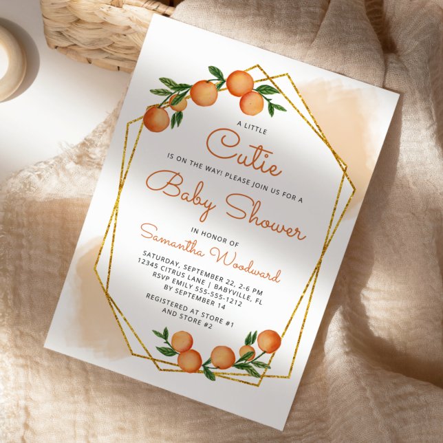 Invitación Naranja Little Cutie Citrus Baby Shower (Subido por el creador)