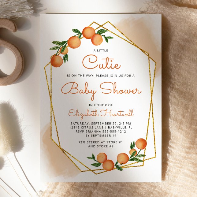 Invitación Naranja Little Cutie Citrus Baby Shower (Subido por el creador)