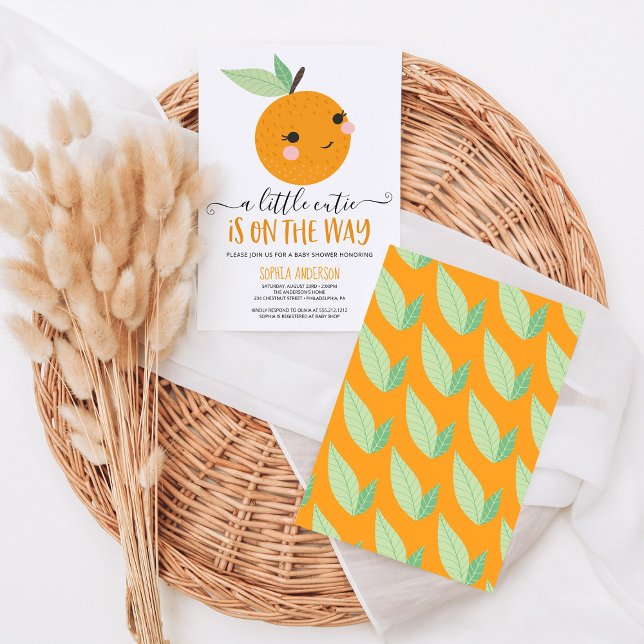 Invitación Naranja Little Cutie Citrus Moderno Baby Shower (Subido por el creador)