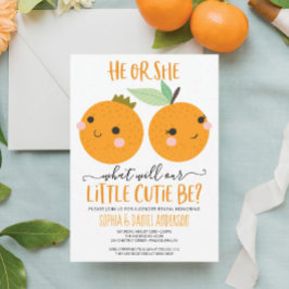 Invitación Naranja Little Cutie Citrus Moderno Revelación de 