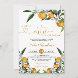 Invitación Naranja Little Cutie está en camino a Baby Shower