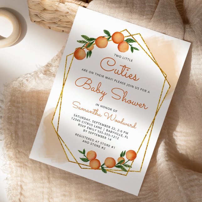 Invitación Naranja Little Cuties Twins Citrus Baby Shower (Subido por el creador)