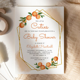 Invitación Naranja Little Cuties Twins Citrus Baby Shower