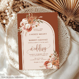 Invitación Naranja lujoso Pampas Grass Boho Boda