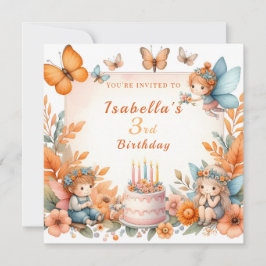 Invitación Naranja mágico Huerto de hadas - Cumpleaños