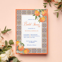 Invitación Naranja majolica azulejos mediterráneos ducha de n