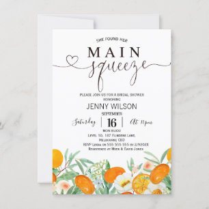 Invitación Naranja Mandarin Floral Principal Squeeze Bridal S