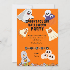 Invitación Naranja maniquetista fantasma fiesta de Halloween