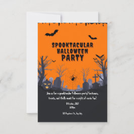 Invitación Naranja maniquetista fantasma fiesta de Halloween
