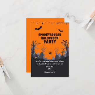 Invitación Naranja maniquetista fantasma fiesta de Halloween