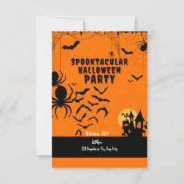 Invitación Naranja maniquetista fantasma fiesta de Halloween
