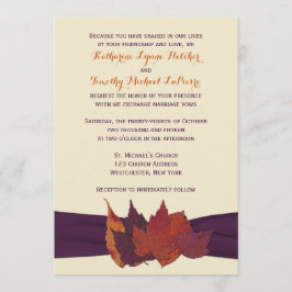 Invitación Naranja, marfil, hojas machacadas invitan a la bod