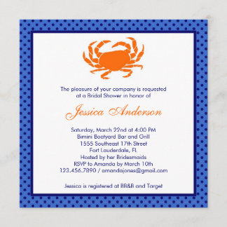 Invitación Naranja/marina de guerra nupciales náuticos de la