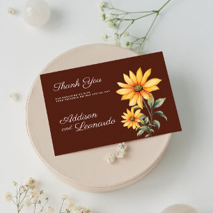 Invitación Naranja marrón de turba girasol de menta Gracias