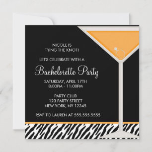Invitación Naranja Martini Bachelorette