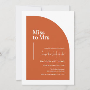 Invitación Naranja Minimal Half Arch Miss to Mrs Bridal Showe