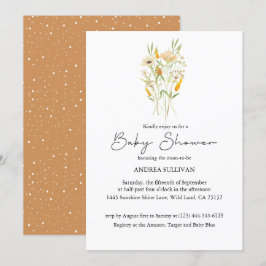 Invitación Naranja minimalista de Flores Silvestres Baby Show