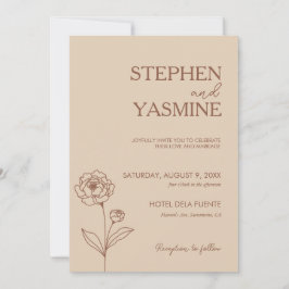 Invitación Naranja minimalista Quemado de Terracota Boho Boda