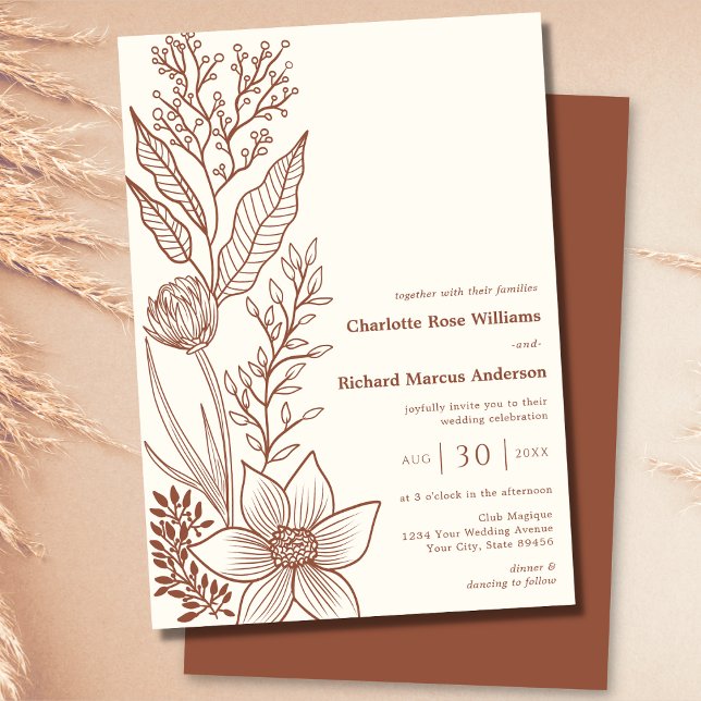 Invitación Naranja minimalista Quemado de Terracota Boho Boda (Subido por el creador)
