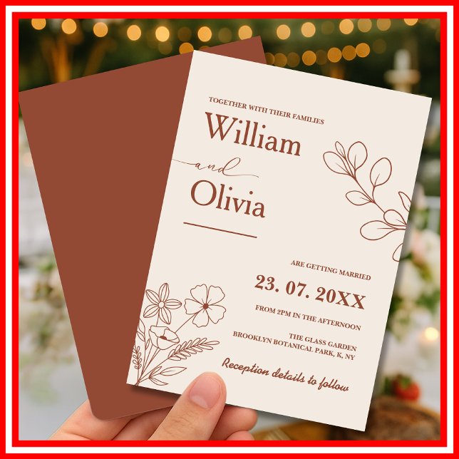 Invitación Naranja minimalista Quemado de Terracota Boho Boda (Subido por el creador)