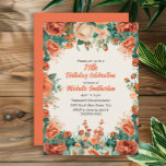 Invitación Naranja Mint Green Watercolor Floral 75º cumpleaño<br><div class="desc">Elegante naranja y acuarela color verde menta floral otoño/otoño invitan a las mujeres a la fiesta de cumpleaños. Esta invitación está diseñada para un cumpleaños número 75, pero puede ser personalizada para cualquier persona de cualquier edad. Comuníquese conmigo para obtener ayuda con sus personalizaciones o para solicitar productos adicionales de...</div>