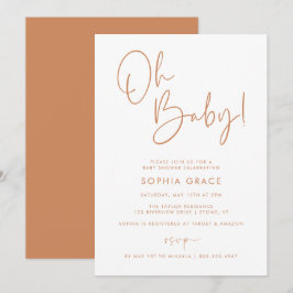 Invitación Naranja Moderno Boho Género Neutral Baby Shower