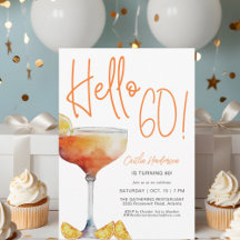 Naranja moderno divertido Hola 60 cumpleaños